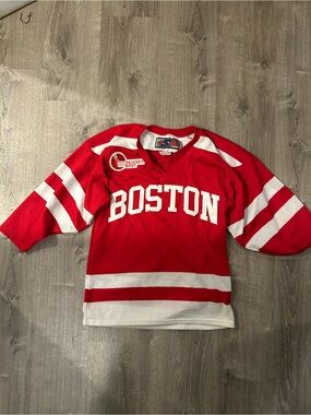 Vintage Boston University Terriers SP Red & White Hockey Jersey Size S Canada